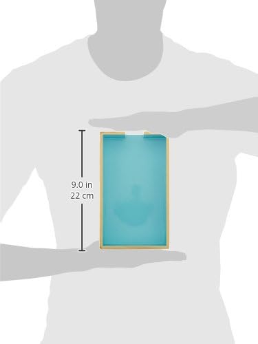 Paperproducts Design Disposable Guest Towel Holder - Lacquered Wood Paper Napkin Caddy for Table, Resturant, Kitchen, Bathroom, Gift - Aqua/Gold Design