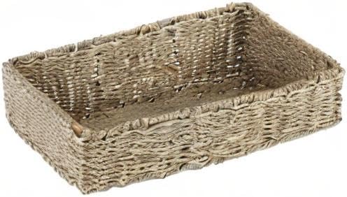YAHUAN Seagrass Storage Basket, Trapezoid Organizing Bin for Shelves, Pantry, Closet and Home Decor