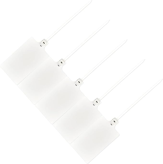 100 White Plastic Writable Shipping Tags - Large, Waterproof, Hanging Labels with One Permanent Marker Pen