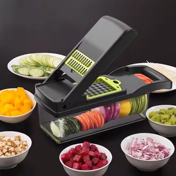 DOSTDR - Vegetable Chopper, Mandoline Slicer, Veggie Chopper, Food Chopper with Container, Vegetable Cutter & Spiralizer for Onion Salad Vegetable Chopper, Fruit Slicer, Shredding, Multi-Function