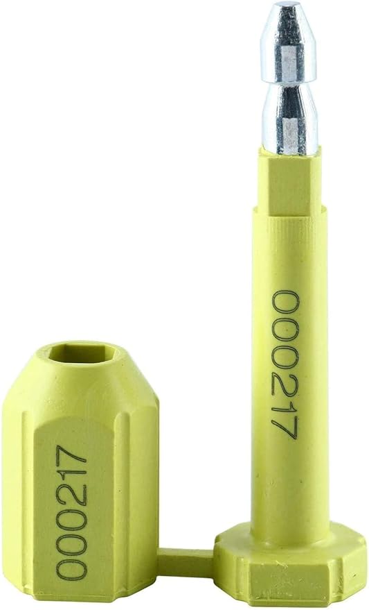 Amarine Made Bolt Seals (100PCS) Shipping Seal with Print Progressive Serial Numbering, Disposable One-Time Use Barrier Seals for Cargo Containers, Truck Trailers, Cargo Shipping Containers (Yellow)