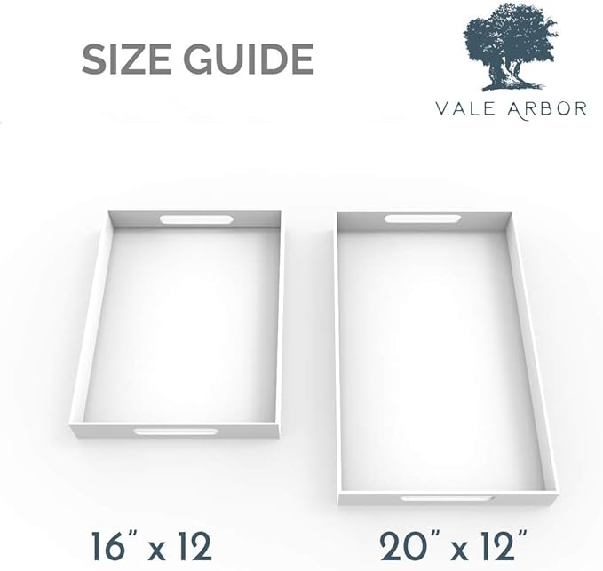 Vale Arbor Black Acrylic Serving Tray for Vanity, Bathroom, Ottoman, Organizer and Decor with Handles (Rectangle, Large)