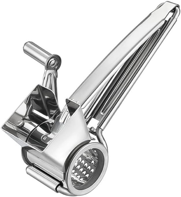PRETYZOOM Stainless Steel Crank Grater Manual Rotary Cheese Shredder for Kitchen Use Grating Garlic and More Rustproof