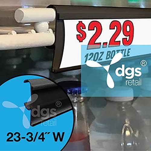 Shelf Label Holder, 25 Pack Shelf Strip Price Tag Holder for 7/8”H Double Wire Shelving Refrigerated Case Cooler Shelf, Black, 23.75”L and 1.25”H