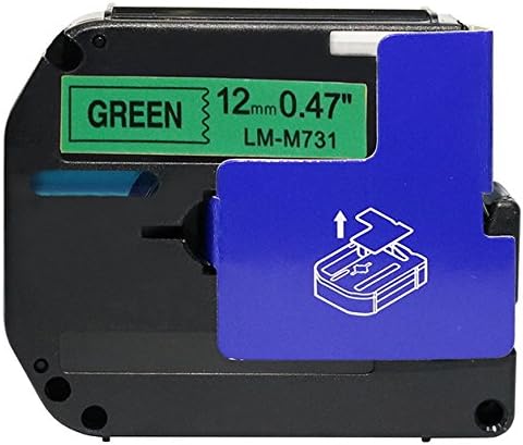 LM Tapes - Premium Compatible 1/2" (12mm) Black on Green M Series P-Touch Tape, Replaces M731