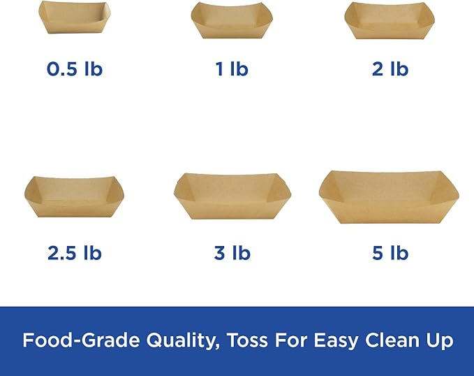 Karat FP-FT200K Kraft Paper Food Serving Tray, 2.0lb Capacity, for Appetizer, Fried Meals, Chicken Wings, Pack of 1,000