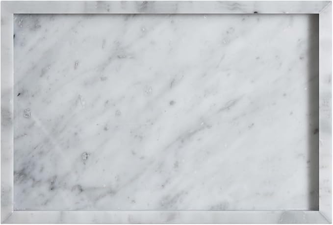 HAMAKAWA Large Bathroom Vanity Tray, Real Natural Marble Sink Tray 12 inch, Carrara White Stone Toilet Tank Trays, Modern Dresser Trays, Countertop Organizer for Kitchen Counter, Soap Dispenser