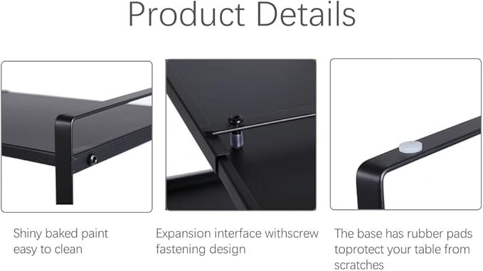 Expandable Cabinet Shelf Organizer Riser for Kitchen Pantry Cupboard Under Sink Countertop (black, 8.2’’D * 12.2-21.6’’W * 10.4’’H)
