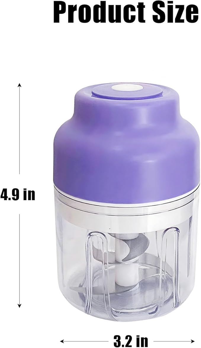 Electric Garlic Chopper, 320ML Portable Veggie Chopper, Rechargeable Vegetable Chopper,Garlic Grinder Masher Onion Chopper, Blender to Vegetable, for Ginger, Nuts,Chili, Fruit, Meat and Spices
