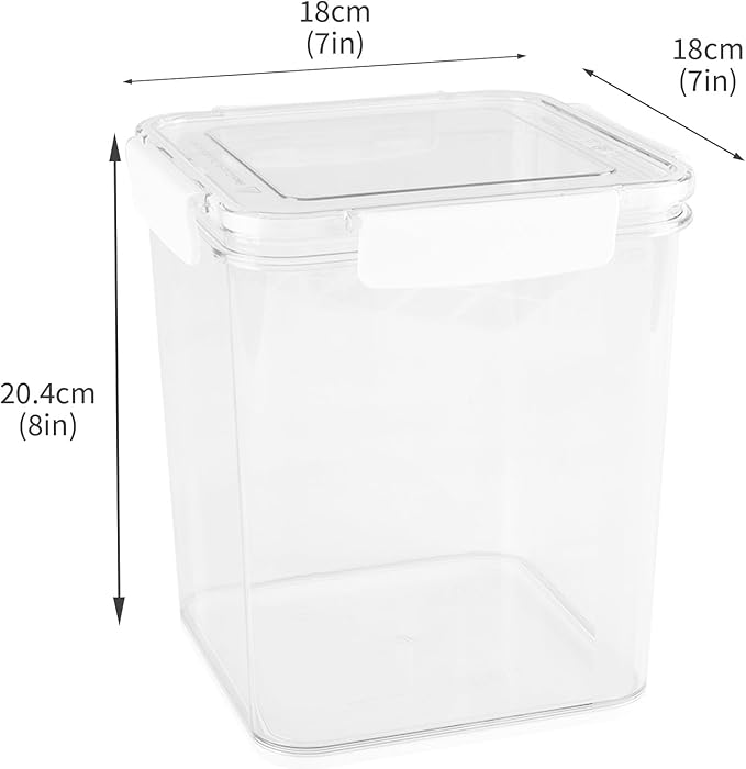 Set Of 3 Large Food Storage Jars 4L - Airtight Containers with Lids,Sugar and Flour Containers Set with Spoon,Kitchen Canisters for Sugar,Flour, Coffee,Pantry Organization Keeper(Clear-3 Pack)