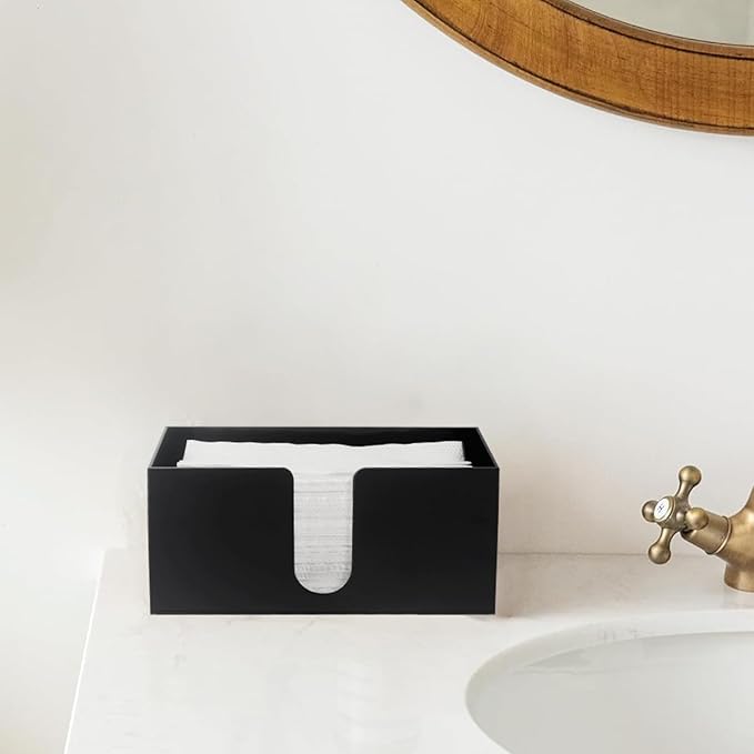 Acrylic Countertop Paper Towel Holder, Black Acrylic Napkin Holder, Paper Towel Dispenser Countertop(3mm) for C-fold, Z-fold or MultiFold Trifold Paper Towels for Bathroom, Kitchen, Restaurant