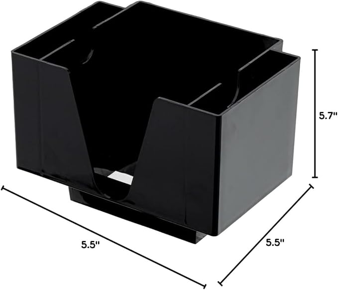 Restaurantware Bar Lux 7.9 Inch x 5.5 Inch Napkin Holder 1 3-Compartment Condiment Caddy - Rectangle Tabletop Black Plastic Napkin Caddy Refillable Easy Access