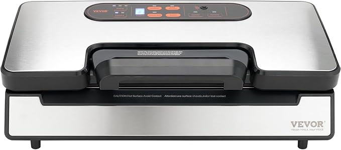 VEVOR Vacuum Sealer Machine, Food Sealer Machine,Dry and Moist Food Storage, Automatic and Manual Air Sealing System with Built-in Cutter, with Seal Bag, External Hose 90Kpa 130W Powerful Dual Pump