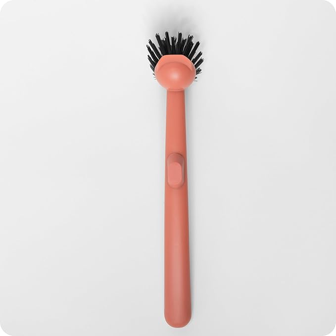 Earth & Mango Magnetic Dish Brush – Dish Scrubber with Built-in Scraper – Snaps to Sink, Dries Fast, Declutters Your Counter (Terracotta Clay)