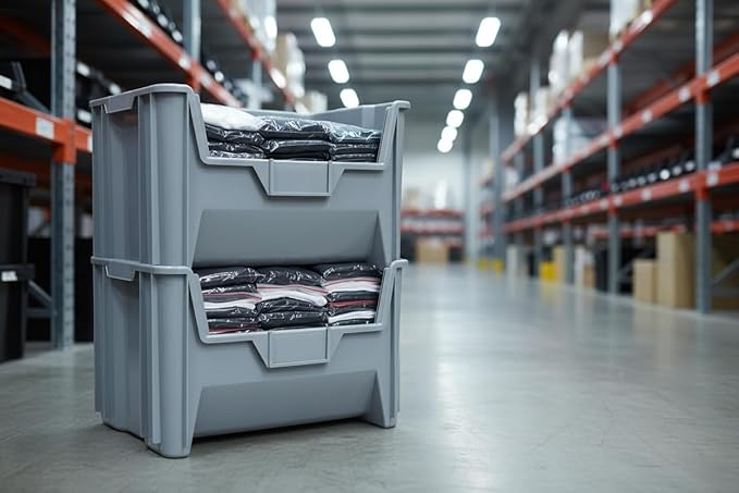 Hudson Exchange 20" x 15" x 12.5" (54 Pack) Plastic Giant Stackable Hopper Bin Container, Gray