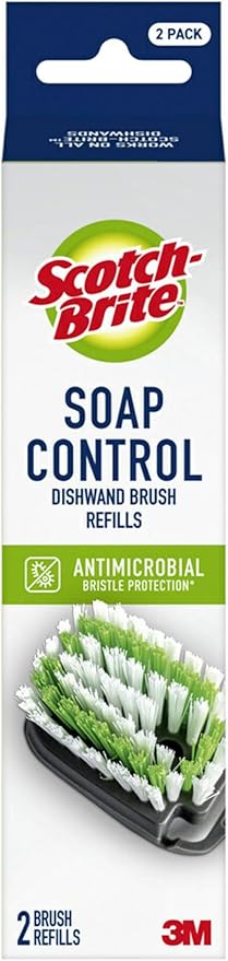 Scotch-Brite Soap Control Dishwand Brush Refills, Non-Scratch Scrub Brush Heads (3 Packs - 6 Refills)
