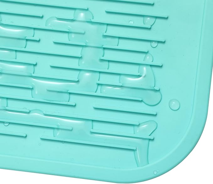 Silicone Dish Drying Mat for Multiple Usage,Easy clean,Eco-friendly,Heat-resistant Silicone Mat for Kitchen Counter or Sink,Refrigerator or Drawer Liner Mint 5XL 36inches x 18inches