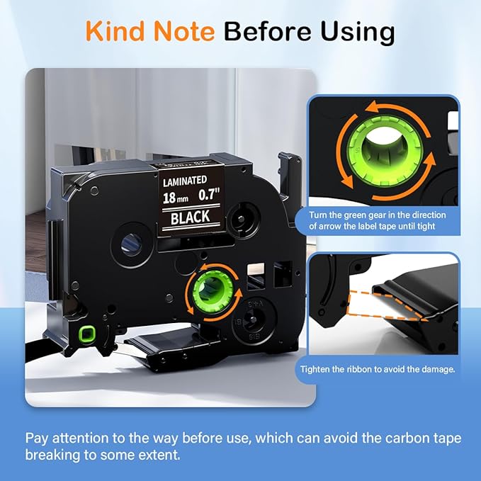 Labelife 18mm Black Label Tape TZe-345 Compatible with Brother P Touch TZ Tape 18mm 0.7 Laminated White on Black TZe345 for Brother T-D400 PT-D410 PTD460BT PT-D610BT PT-D600 Label Maker, 5-Pack