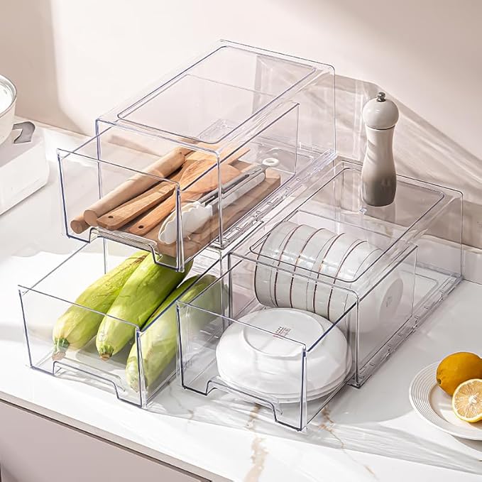 clear Drawer-Type Plastic Storage Box Bins Organizer,Family First Aid Kits Medicine cabinet Box Organizer,Closet ,Shelf,Ointments, Adhesive Bandages,Cosmetics,Office Items (clear, 2L Extra Large)