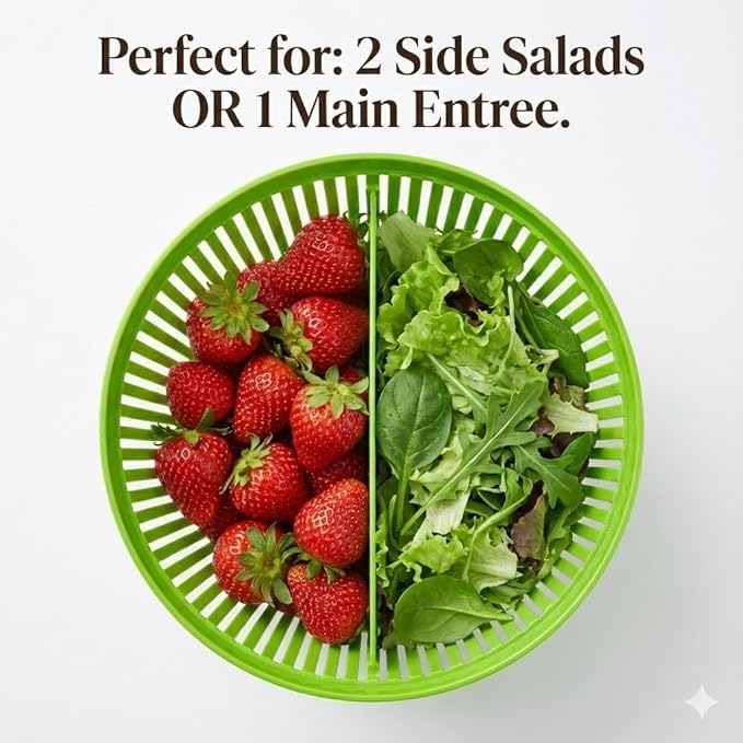 Cooler Kitchen Small Salad Spinner, Mini Salad Spinner and Dryer With Measuring Cup Bowl, Best Lettuce Spinners Single Serve, Colander with Spinner, Vegetable Washing Basket, Fruit Washer and Strainer