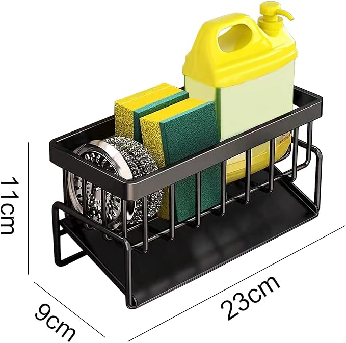 kitchen sink caddy, dish sink sponge holder (Without rod-black)