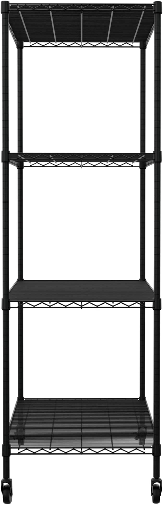SafeRacks - NSF Certified Storage Shelves, Zinc, Heavy Duty Steel Wire Unit with Wheels and Adjustable Feet, Garage or Bakers Rack, Kitchen, Pantry Shelf - (24"x48"x72" 4-Tier) (Black)