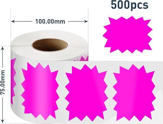 Price Tags Stickers Purple 4 x 3 Inches Self-Adhesive Large Sale Sticker Starburst Signs Removable Waterproof Labels for Retail Store Market Business 500 PCS
