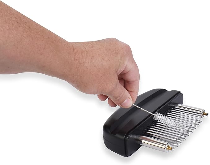 Venmark Meat Tenderizer Tool - 48 Stainless Steel Needle Blades for Tenderizing Chicken, Steak, Pork, Beef – Handheld Meat Tenderizer Stapler to Enhance Texture & Taste – Complete with Cleaning Brush