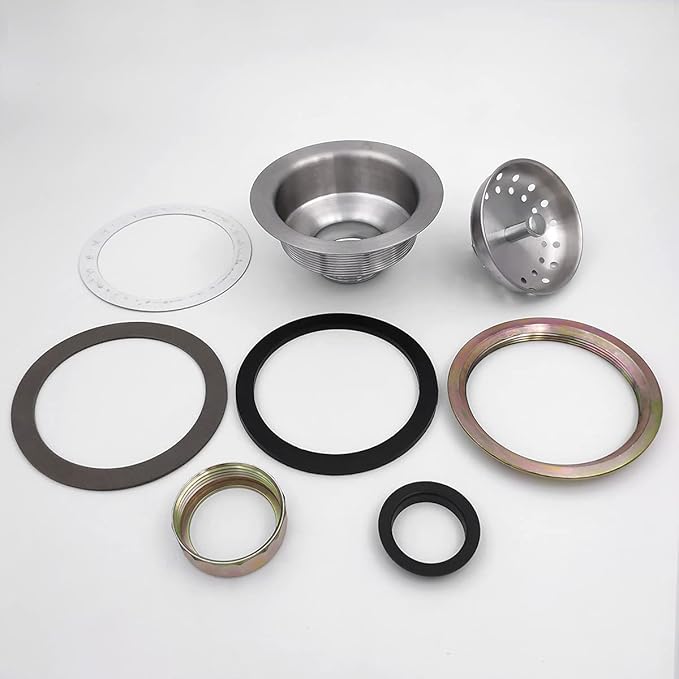 3.5 Inch Nickel Sink Drain Assembly with Strainer Basket Stopper, 304 Stainless Steel Sink Strainer and Stopper