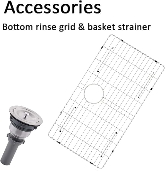 33x22 Inch Drop In Kitchen Sink, Topmount Stainless Steel Brushed Nickel Single Bowl Kitchen Sink, Extra-thick 16 Gauge For RV Laundry Utility with Dish Grid and Basket Strainer YSD013