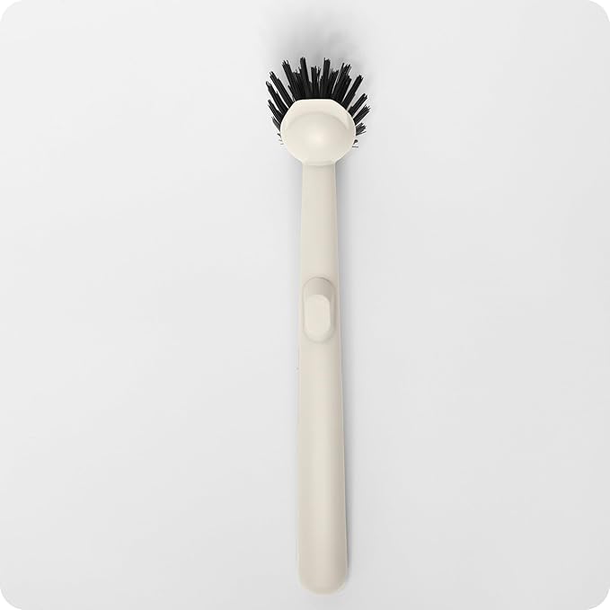 Earth & Mango Magnetic Dish Brush – Dish Scrubber with Built-in Scraper – Snaps to Sink, Dries Fast, Declutters Your Counter (Warm Sand Beige)