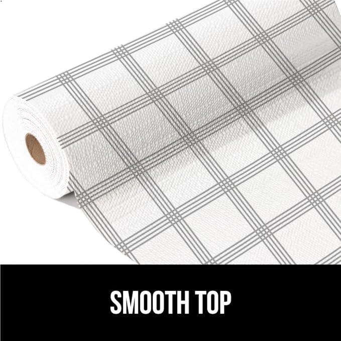 GORILLA GRIP Slip Resistant Drawer and Shelf Liner 2 Pack, Non Adhesive Water Resistant, Easy Trim, Smooth Surface Liners for Kitchen Cabinet, Shelves, Drawers Pantry, 12 IN x 20 FT, Stripe Gray White