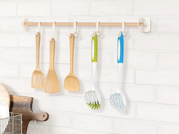 Dish Brush, Dish Scrubber & Kitchen Scrub Brush for Dishes, Pots, Pans, Sink, Cast Iron, Yellow Blue 2 Pack