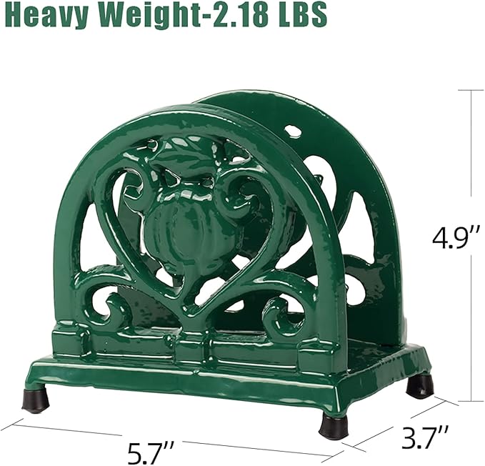 MINLUFUL Napkin Holder for Table - Vintage Farmhouse Kitchen Restaurant Cast Iron Napkin Holder for Dinner Cocktail Paper Napkins, Green
