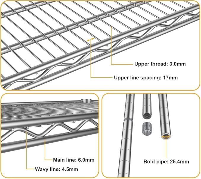 4-Shelf Heavy-Duty Industrial Wire Shelving Rack 2200 LBS Metal Storage Shelves Adjustable Standing Storage Shelf Unit Sturdy Steel Organizer for Pantry Laundry Kitchen Closet Garage 14"Dx35.7"Wx59"H