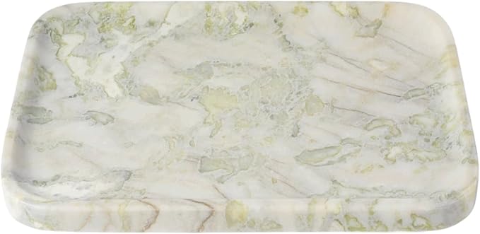Karibiber Marble Vanity Tray, Large Stone Bathroom Tray for Countertop, 14'' African Gem Genuine Marble Decorative Tray for Dresser, Green Kitchen Trays for Counter,Perfume Storage, Non-Resin/Ceramic