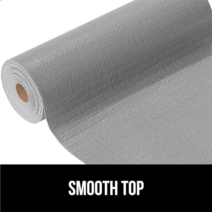 GORILLA GRIP DripGuard Shelf Liner, Non Adhesive Drawer and Kitchen Cabinet Protector, 20x240 Inch, Slip Resistant BPA Free Smooth Surface Plastic Liners for Cabinets, Bathrooms, Closets, Light Gray