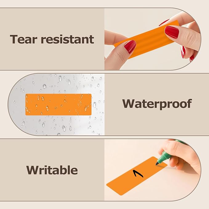 3 × 1 Inches Orange Rectangle Color Coding Labels 1000 PCS, Self-Adhesive Writable Waterproof Vinyl Blank Sticker Roll for Office Home School Business