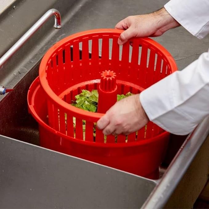 5 Gallon Commercial Salad Spinner Salad Dryer Remove Excess Water for Crisp & Fresh Salad Sealed Gearbox Built-in Brake System Durable Spinner Mechanism for Restaurants & Catering by Chef Master 90005