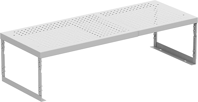 Asiingkel Stackable Expandable Metal Shelf Organizer - Adjustable Wire Storage Rack with Holes for Kitchen, Bathroom, Cabinet, Office - Space Saving, Durable & Sturdy Design(1PACK/Large/White