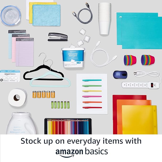 Amazon Basics 4-Shelf Adjustable, Storage Shelving Unit, (200 Pound Loading Capacity per Shelf), Steel Organizer Wire Rack, 13.4"D x 23.2"W x 48"H, Chrome