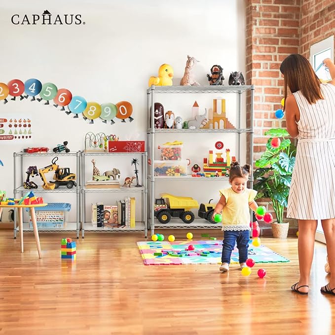 CAPHAUS NSF Adjustable Height Wire Shelving Unit w/Liner, Basement Storage Shelving, Metal Steel Storage Shelves, Garage Shelving Storage Organizer, Utility Shelf, 5-Tier W/Wheels W/Liners, Black