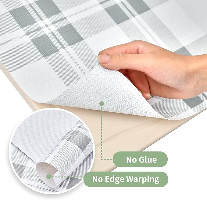 Drawer and Shelf Liner for Kitchen Cabinet: 12 in X 20 Ft Non Slip Waterproof Shelf Paper Non Adhesive Refrigerator Liners Light Grey Lattice Easy Liners for Bathroom