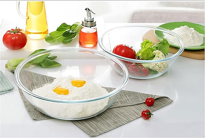Homwin Glass Mixing Bowls with Lids Set, 8 Pieces Glass Salad Bowl Set with Lids(0.6QT,1.1QT,2.2QT,4QT) High Brosilicate Microwave Bowls for Kitchen Baking, Prepping Serving and Storage, Great Gift