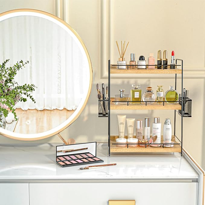 BSTSLL Bathroom Counter Organizer,Bathroom Countertop Organizer with Baskets,Vanity Organizers,Counter Shelf,Countertop Storage, Makeup Organizers