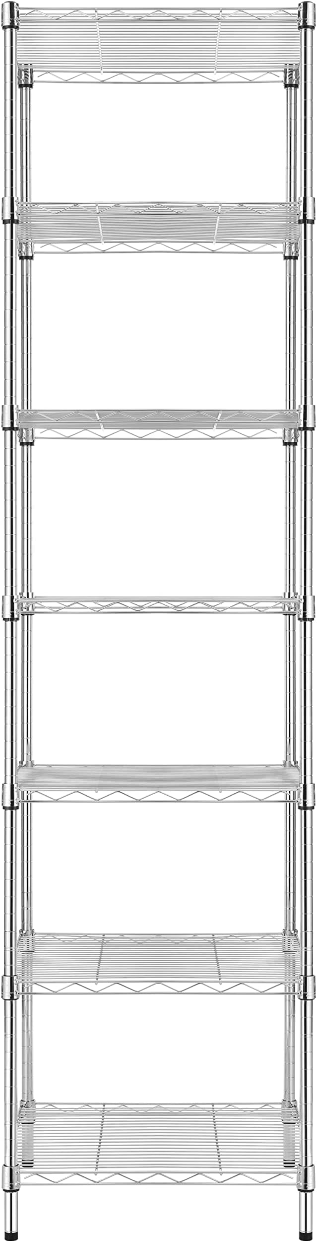 Finnhomy Heavy Duty 7 Tier Wire Shelving, 18x18x72 inches 7 Shelves Storage Rack with Thicken Steel Tube, Pantry Shelves for Storage, Adjustable Metal Shelving Unit, NSF Certified, Chrome