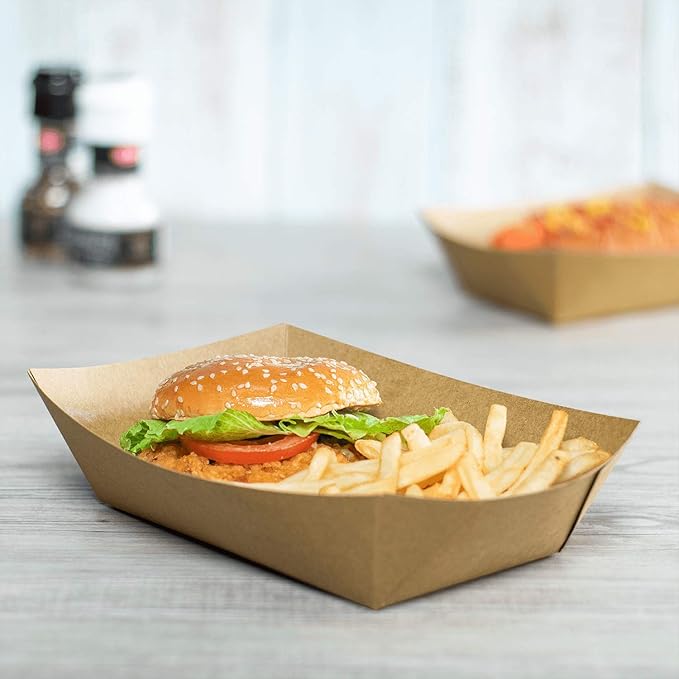 Karat FP-FT500K Kraft Paper Food Serving Tray, 5.0lb Capacity, for Roasted Chicken, Ribs, Steaks, Pack of 500