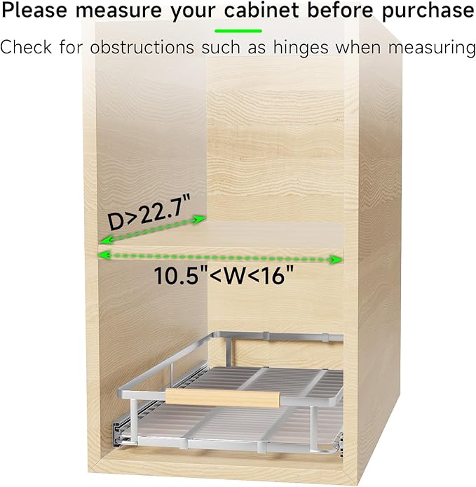 SOFRON Expandable Pull Out Drawers for Cabinets, Kitchen Cabinet Slide Out Shelves, Adjustable Roll Out Drawers, Stainless Steel, Small 2 Pack, (10.5"-16") W * 22.7"D