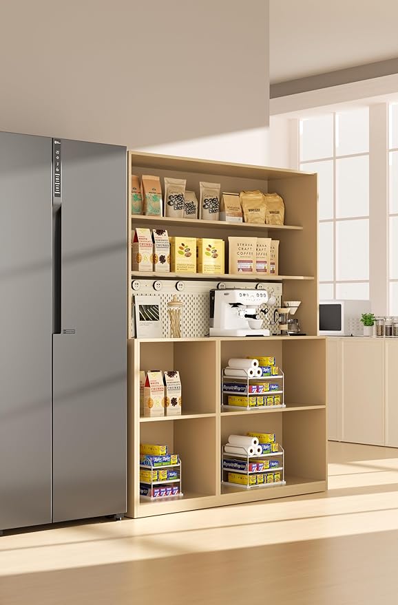 EVERIE Extendable 3-Tier Holder for Heavy Items, Jars, Bottles, Cans, Plastic Bags, Wrap, Foil, Snack and Box for Kitchen,Counter, Cabinets, 11'' to 16.7'' Wide (11“ - 16.7” Wide, Piece, 2)
