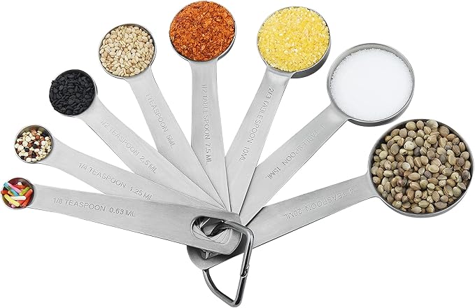 Smithcraft Measuring Cups and Spoons Set, Stainless Steel Measuring Cups, 18/8(304) Material Heavy Duty 7 Measuring cups and 8 Measuring Spoons 1 Leveler and 2 rings